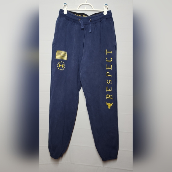 Under Armour Blood Sweat Respect Sweatpants Size Small ColdGear Navy Gold - Picture 7 of 8